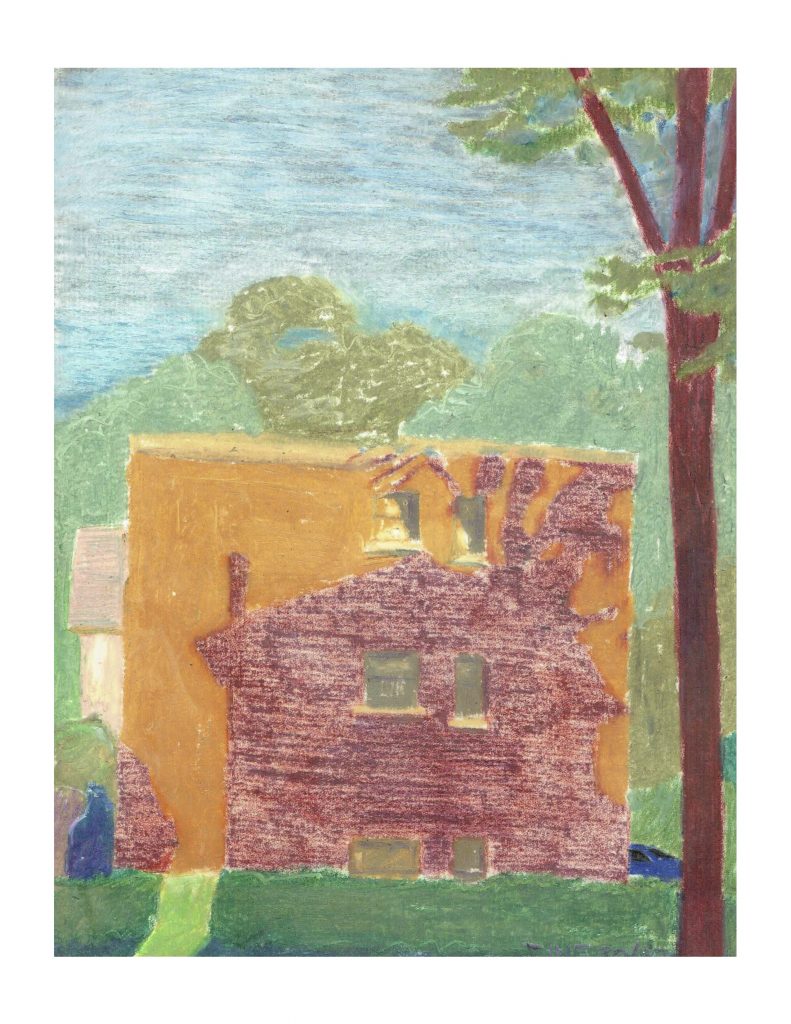 Across Talbot St, June 30, 1982, pencil and pastel on paper, 21.5 x 27.9 cm