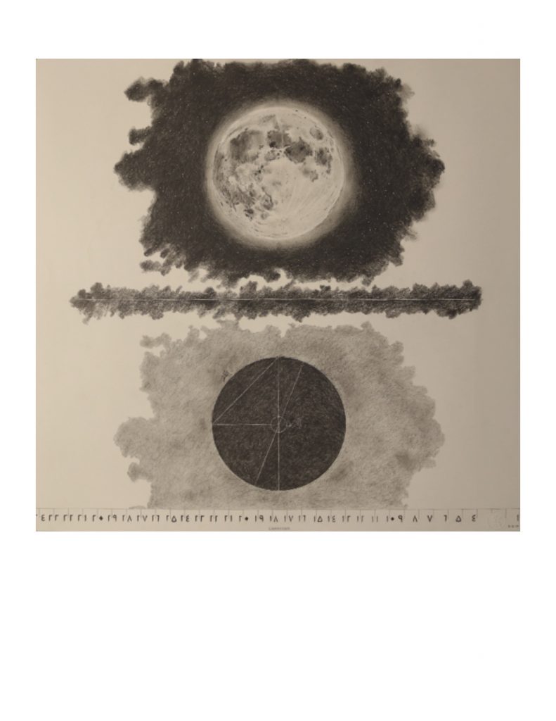 The moon viewd by Al Battani, 888AD, Feb 2, 2010, Pencil on paper, 75 x 75 cm